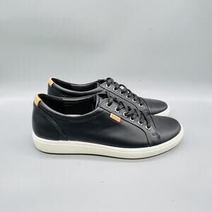 ECCO Shoes Womens 9.5 Black Leather Lace Up Walking Sneakers Comfort Casual